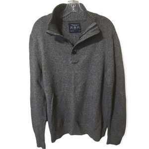AE Mock Neck Cotton Sweater Navy Grey Large